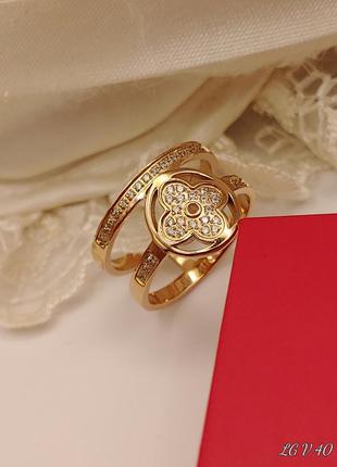 Супер! изящное кольцо в стиле louis vuitton, фианиты, р.18, мед.сталь