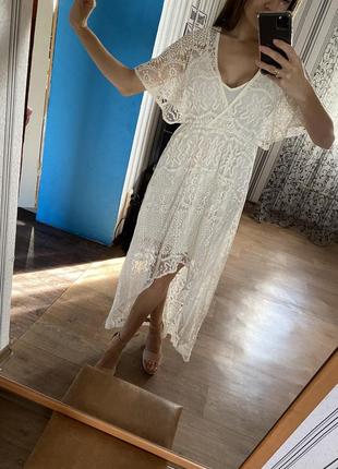 Гипюровое платье. накидка. платье. белое платье h&m4 фото