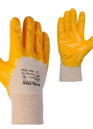 Рукавички трикотаж, бавовна, в'язаний манжет, нітрил, жовтий розмір 10 (doloni)