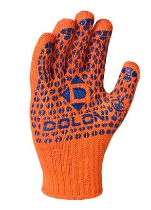 Перчатки с пвх рисунком натуральный оранжевый / синий40 / 60 10 класс размер 10 (doloni)