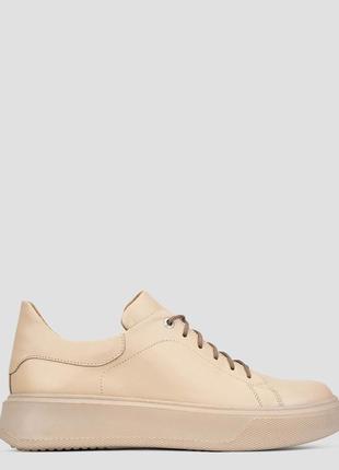 Кеди низькі чоловічі бежеві натуральна шкіра україна swallow — розмір 36 (23 см) (модель: las22-3kbeige)