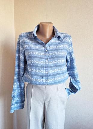 Сорочка marks&spencer рубашка тканина з вишивкою блуза блузка рубаха вишиванка