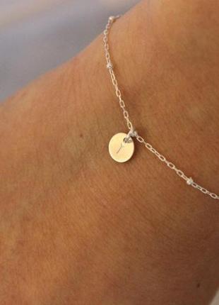 Женский браслет ui667 цепочка ланцюжок цвет золото серебро личная буква прекрасный подарок
