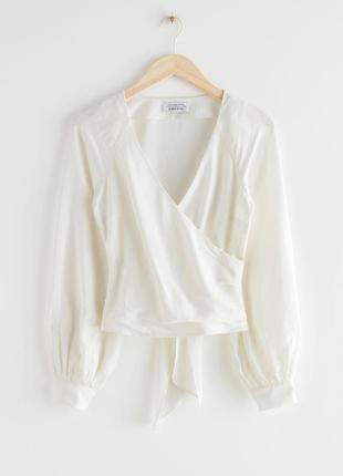 Молочна літня блуза з льоном & other stories1 фото
