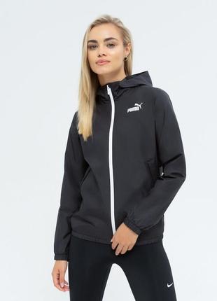 Спортивна вітрівка з капюшоном жіноча puma ess solid windbreaker 84749401 l puma black1 фото