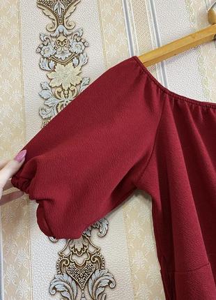 Легка сукня, бордове плаття з поясом2 фото