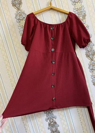 Легка сукня, бордове плаття з поясом3 фото