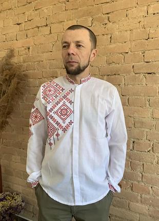 Мужская вышиванка на пуговицах в больших размерах