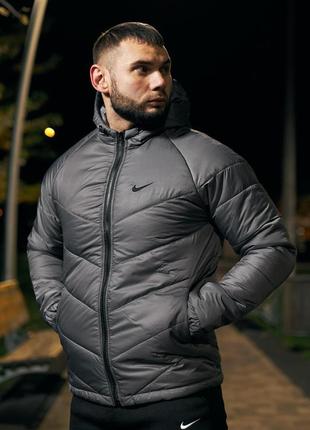 Чоловіча демісезонна весняна осінння куртка чорна хакі найк nike весна осінь демі стильна базова молодіжка наложка післяплата