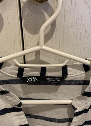 Льняна сорочка у смужку zara4 фото