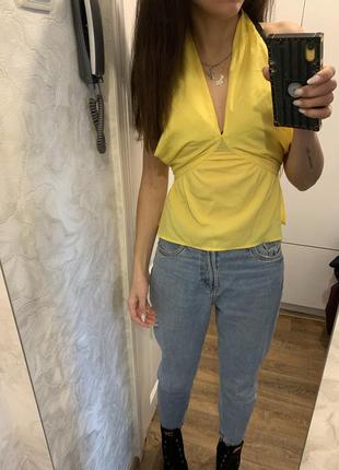 Топ новый с этикеткой майка желтая