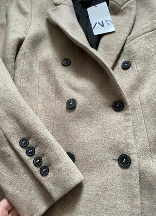 Zara двубортное пальто, шерстяное пальто, вовняне пальто9 фото