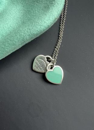 Підвіска tiffany blue double heart4 фото