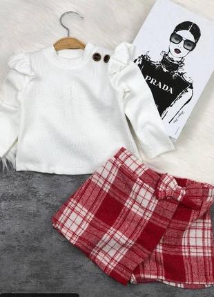 Дитячий нарядний костюм-комплект: гольф та спідниця-шорти для дівчинки 1, 2 роки