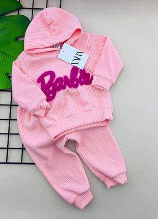 Детский костюм на тонком флисе для девочки zara  "barbie" на 1, 4 года