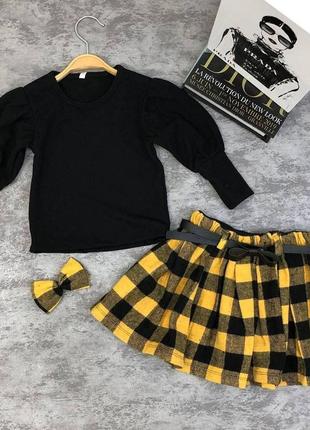 Детский нарядный костюм двойка( юбка и гольфик) с заколкой для волос для девочки на 2 года