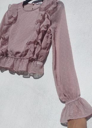 Красивая грязно розовая блуза с рюшами na-kd4 фото