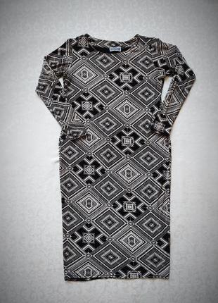 Платье миди стрейч размер m абстрактный принт1 фото