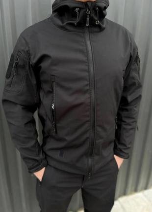 Тактична куртка soft shell чорна1 фото