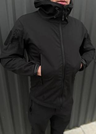Тактична куртка soft shell чорна3 фото
