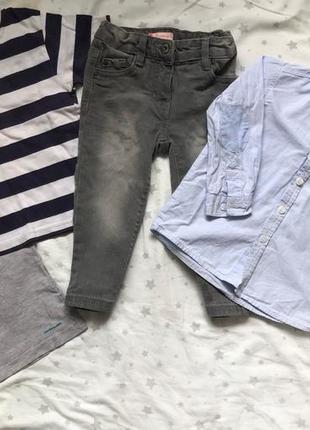 Сорочка від пепко, джинси сірі, футболка з полоску, майка