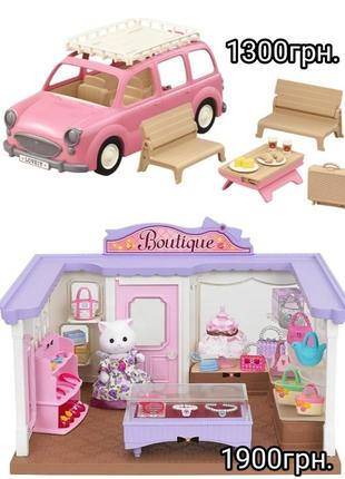 Sylvanian families машина магазин семья мебель кухня комната