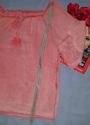 Блузка кофточка размер 50 / 16 нарядная легкая  марлевка прошва лен3 фото