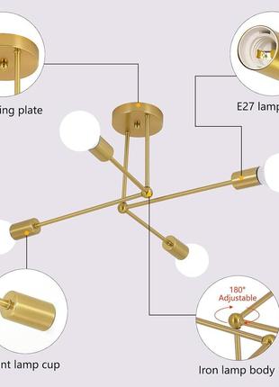 Промышленный потолочный светильник cibita, 4 светильника e27 люстра из золотого железа, потолочный светильник8 фото
