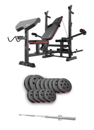 Набор hop-sport premium 69 кг со скамьей hs-1075 pro и штангой