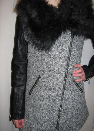 Пальто женское молодежное деми f&f косуха размер 36 (42-44) б/у6 фото