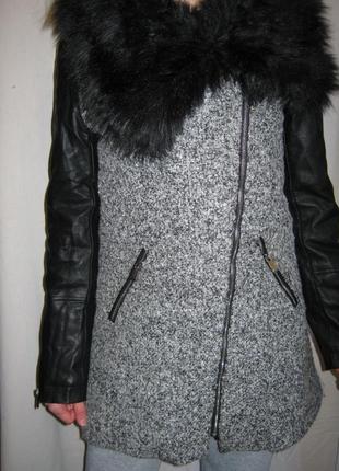 Пальто женское молодежное деми f&f косуха размер 36 (42-44) б/у1 фото