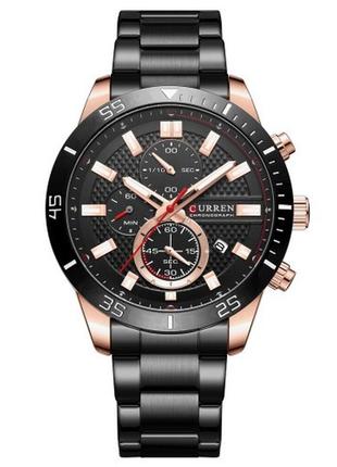 Чоловічий кварцовий наручний годинник з хронографом curren 8417 black-gold