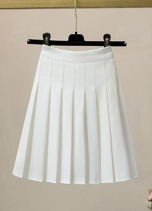 Юбка плиссированная белая с шортами удлиненная3 фото