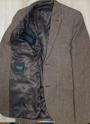 Topman - 46  xs - піджак чоловічий коричневий пиджак мужской4 фото