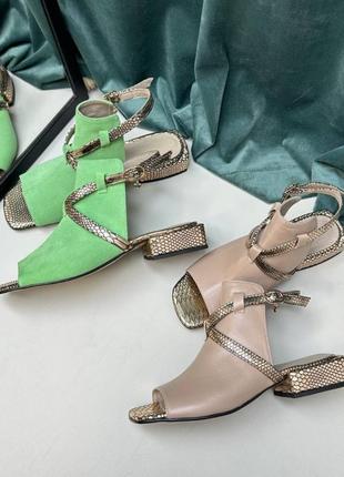 Ексклюзивні босоніжки з італійської шкіри та замші жіночі