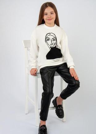 Стильний підлітковий світшот оверсайз, модний джемпер для дівчаток з принтом, батнік, реглан7 фото
