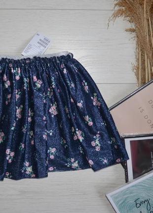 2-4/4-6/6-8/8-10 лет h&m новая фирменная расклешенная трикотажная юбка с переливом цветы4 фото