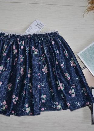 2-4/4-6/6-8/8-10 лет h&m новая фирменная расклешенная трикотажная юбка с переливом цветы5 фото
