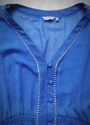 Синяя блуза с высокой талией per una широкие рукава размер m, l3 фото