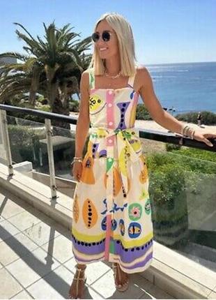Яскрава сукня з бавовнина літо zara оригінал збіркою xs1 фото