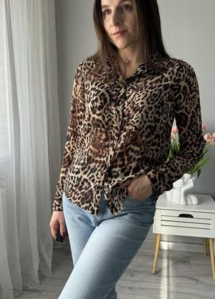 Сорочка леопардовий принт єдиний розмір s/m6 фото
