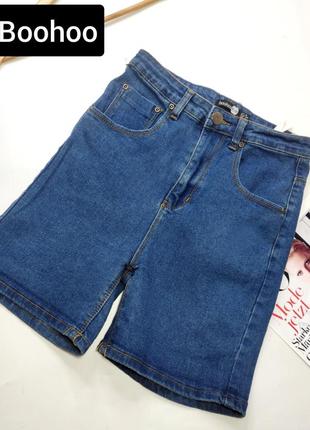 Шорти жіночі джинсові сині з високою посадкою від бренду  boohoo s1 фото
