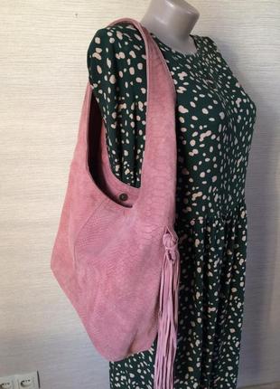 Замшевая сумка\кожаная сумка\ сумка в стиле бохо genuine leather сумка с бахромой3 фото