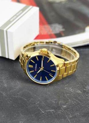 Чоловічий кварцовий наручний годинник curren 8322 gold-blue7 фото