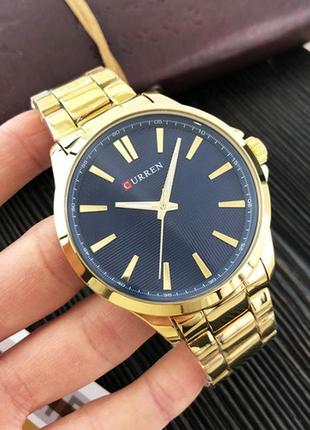 Чоловічий кварцовий наручний годинник curren 8322 gold-blue8 фото