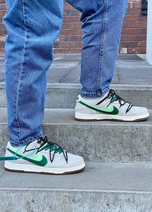 Nike sb dunk low se 85 double swoosh grey кроссовки замш