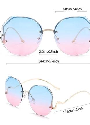 Кольорові окуляри без оправи жіночі окуляри рожеві окуляри блакитні вінтажні2 фото