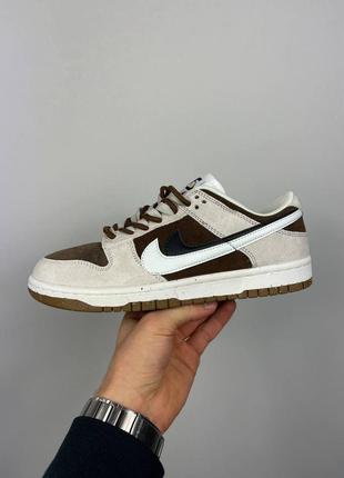 Nike sb dunk low 85 double swoosh ‘beige brown’ кроссовки замш