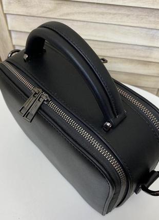 Женская мини сумочка клатч под рептилию черная, маленькая сумка через плечо эко кожа7 фото