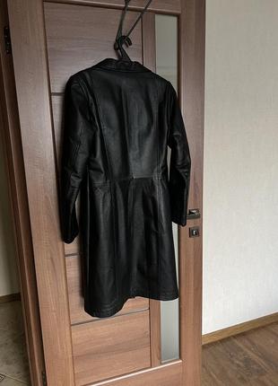 Стильный кожаный плащ тренч пиджак  пальто длинный размер s-m7 фото